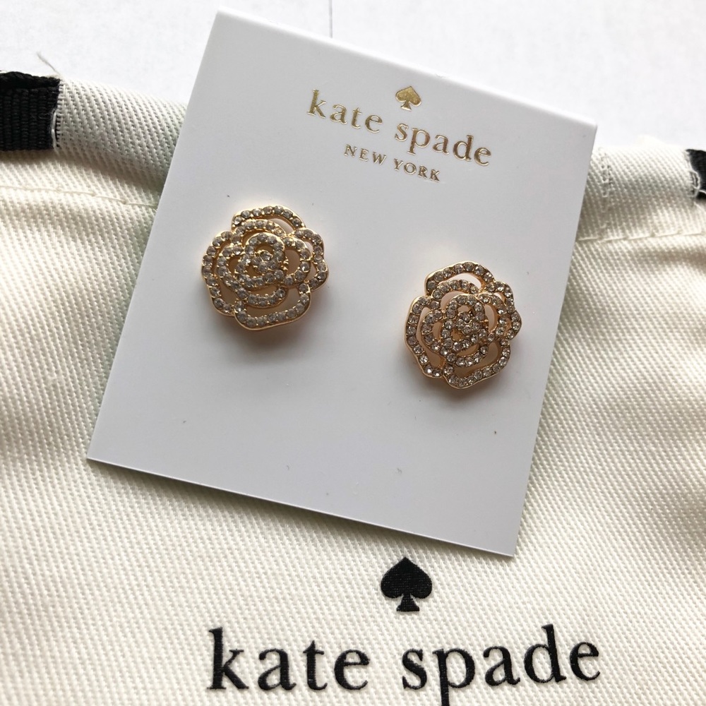 KATE SPADE gold rose stud earrings